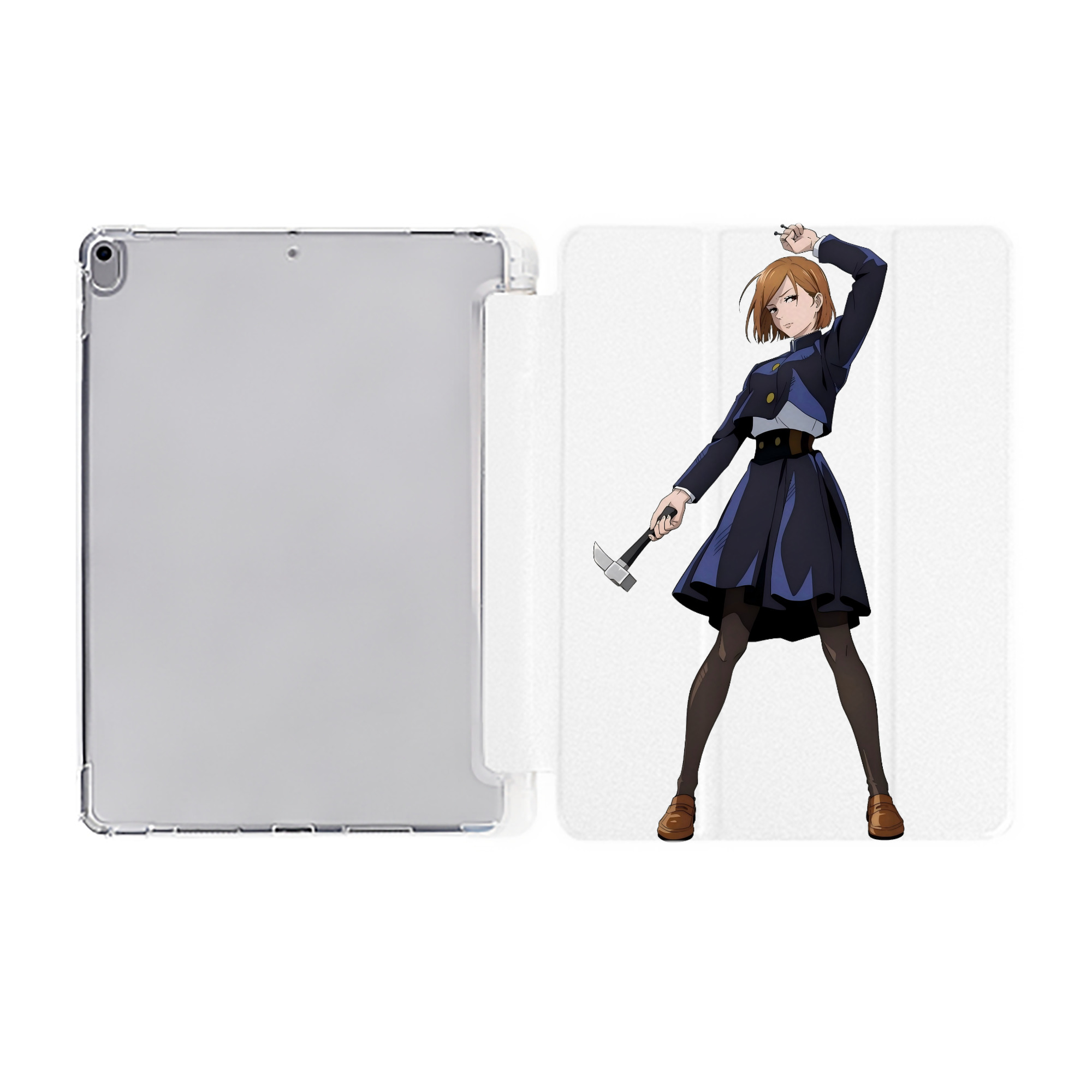 （画像用） 呪術廻戦 Jujutsu Kaisen IPad ケース ペン収納付き 三つ折りスタンド PUレザー×シリコン 対応機種9.5/10.5/10.9インチ